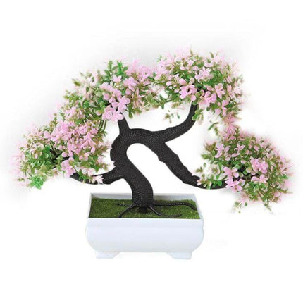 Simulation Pine Desktop Decoration Dragon Beard Tree artificial bonsai with pink flowers 19cm desktop sculpture for office or shelf