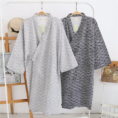 Men's Breathable Cotton Layered Kimono Robe - Stylish Loungewear for Relaxation