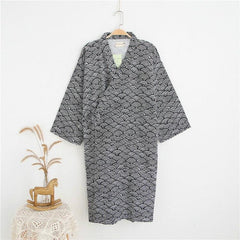 Men's Breathable Cotton Layered Kimono Robe - Stylish Loungewear for Relaxation