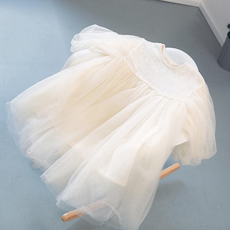 Girls Summer Mesh Tutu Dress with Puff Sleeves