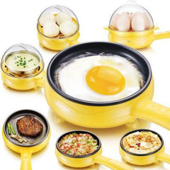 Compact Non-Stick Multi-Functional Frying Pan and Steamer for Poached Eggs