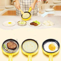 Compact Non-Stick Multi-Functional Frying Pan and Steamer for Poached Eggs