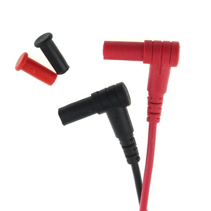 Capacitance Meter Test Leads with Tweezers for Electronic Testing - red and black right-angle banana leads for precision component measurement