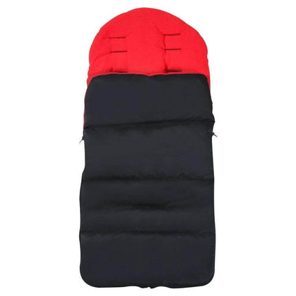 Winter And Autumn Baby Stroller Sleeping Bag Waterproof Foot Cover - black stroller sleeping bag with red hood, waterproof foot cover, 3-in-1 for newborns to 3 years