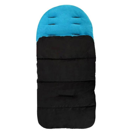 Winter And Autumn Baby Stroller Sleeping Bag Waterproof Foot Cover - black outer with blue fleece interior, 3-in-1 sleeping bag and foot cover for strollers