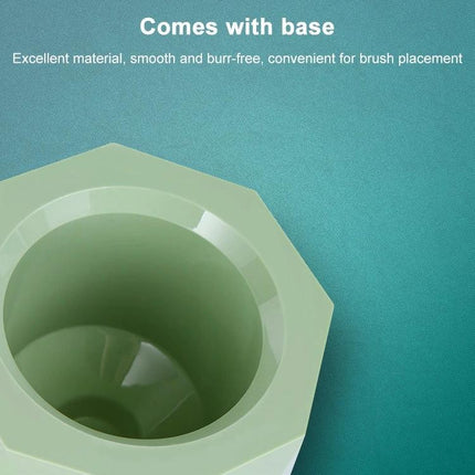 Practical toilet brush and base set for everyday bathroom maintenance - green hexagonal base shown from top view