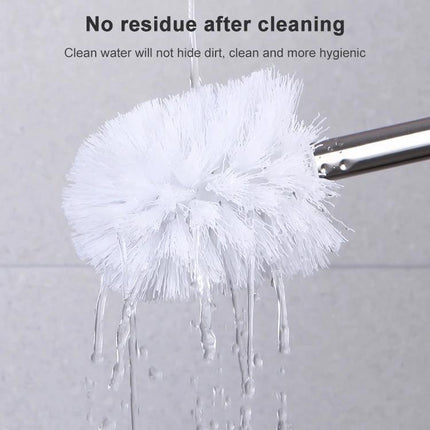 Practical toilet brush and base set for everyday bathroom maintenance - white bristle brush with water draining