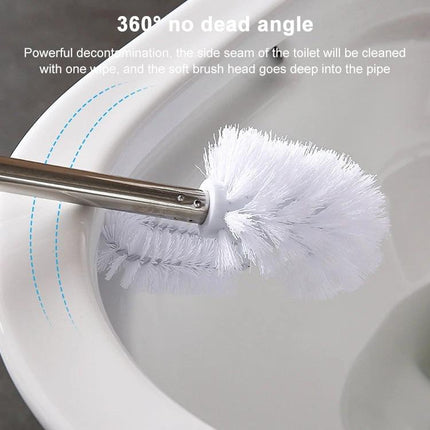 Practical toilet brush and base set for everyday bathroom maintenance - white angled brush head cleaning toilet rim