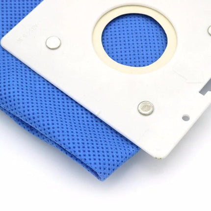 Replacement Dust Bag for Samsung Vacuum Cleaners in Blue Cloth showing close-up of blue cloth bag and white cardboard collar for DJ69-00420B
