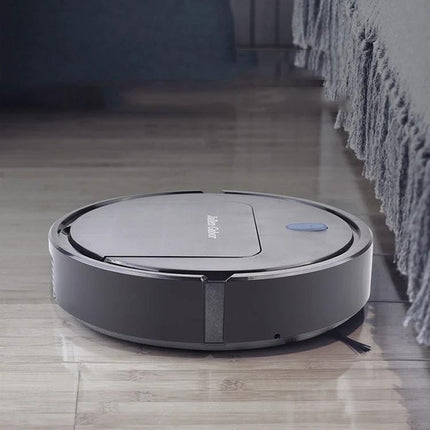 Ultra-Thin Automatic Sweeping Robot for Daily Home Cleaning on hardwood floor under couch, slim design clearing dust and debris