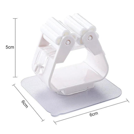 Wall-Mounted Mop Holder for Home Bathroom Storage Organization - white adhesive wall mop holder, 5cm x 6cm compact bathroom storage