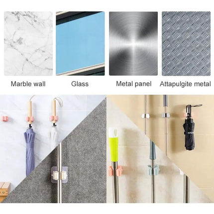 Wall Mounted Mop Holder For Bathroom Storage