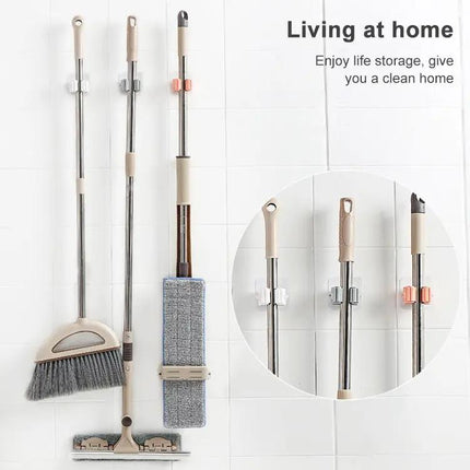 Wall Mounted Mop Holder For Bathroom Storage