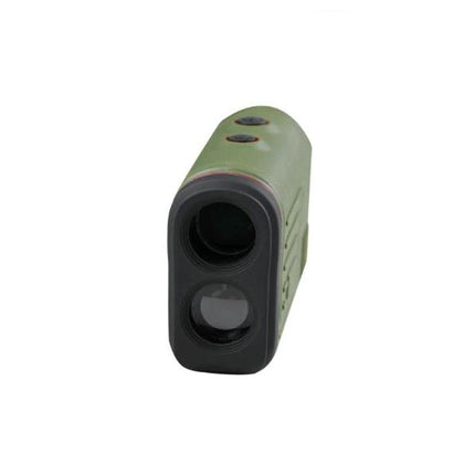 Outdoor Handheld Laser Rangefinder for Distance Measurement compact green unit front view, accurate +/-0.3M up to 400m