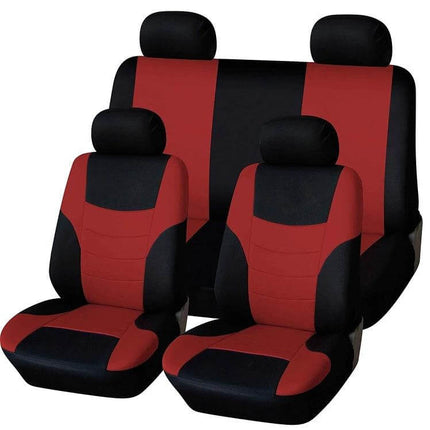Universal Car Seat Cover With Colorful Stitching For Four Seasons - red black polyester set protecting seats from spills and pet hair