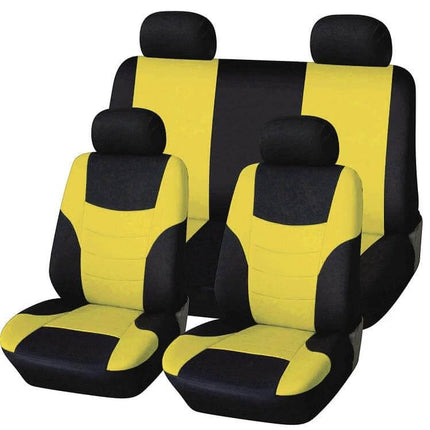 Universal Car Seat Cover With Colorful Stitching For Four Seasons - black and yellow polyester universal car seat covers for front and rear seats