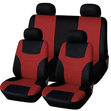 Universal Car Seat Cover With Colorful Stitching For Four Seasons - red and black polyester front and rear seat covers for cars and SUVs