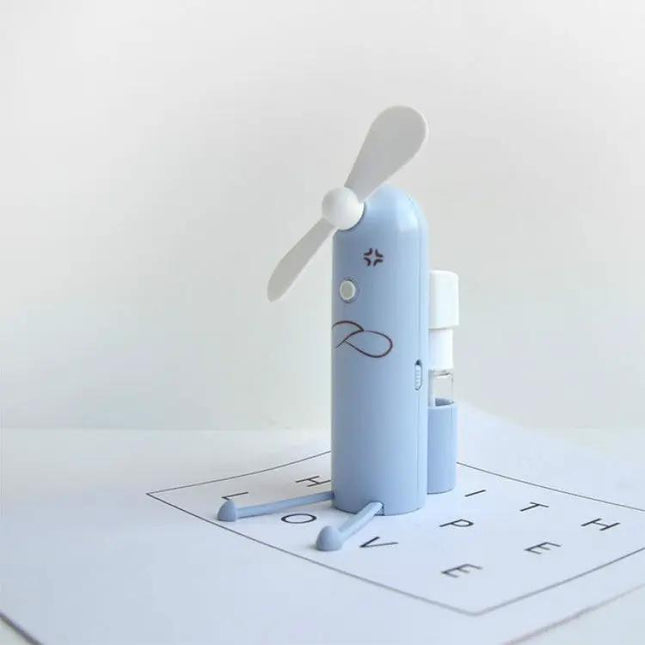 Compact Portable USB Water Mist Fan With Phone Stand For Travel