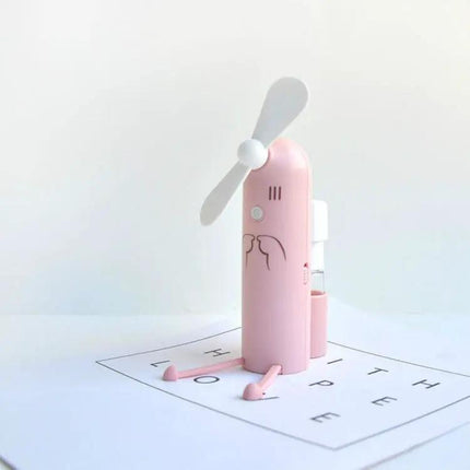 Compact Portable USB Water Mist Fan With Phone Stand For Travel