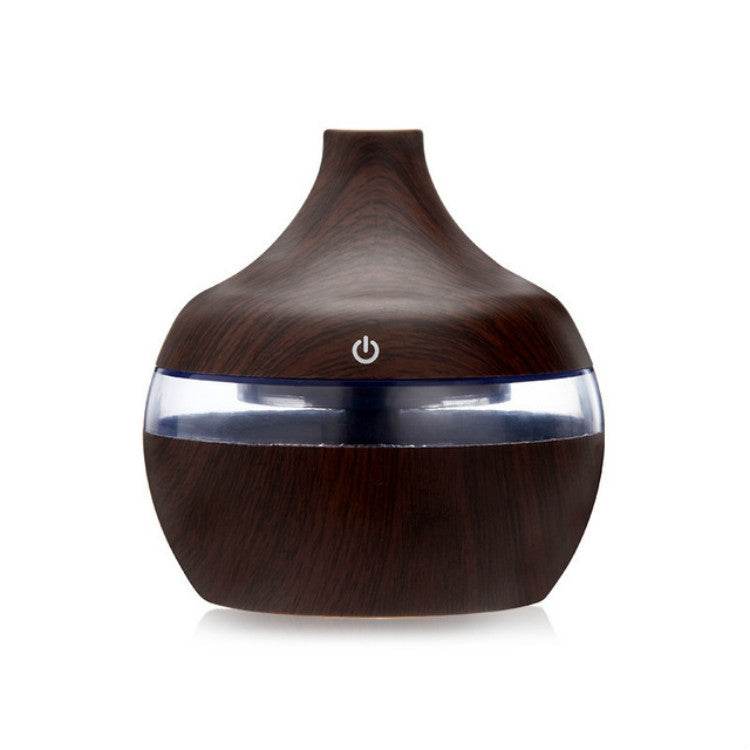 300ML Waterdrop Shape USB Wood Grain Aromatherapy Air Purifier Mute Humidifier, Deep Wood Grain, Light Wood Grain - Syndmart