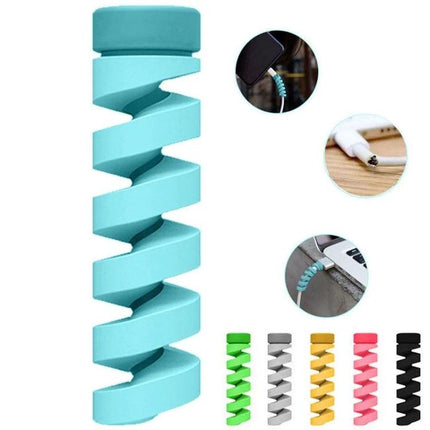4 Pack Spiral Silicone Data Cable Protective Covers Anti Breakage Winder turquoise cable protector organizing headset cords