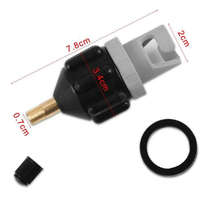 Rowing Boat Valve Adapter for Inflatable Boats with Standard Pumps - brass and rubber universal pump connector 7.8x3.5cm, corrosion-resistant