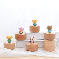 Caja de música de madera, caja de música mini, linda decoración para mascotas, regalos de vacaciones para niños