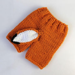 Handmade Wool Knit Fox Set for Baby Photography - Cute Cartoon Hat and Pants