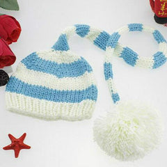 Baby Photography Knit Wool Long Tail Christmas Hat with Stripes for Children