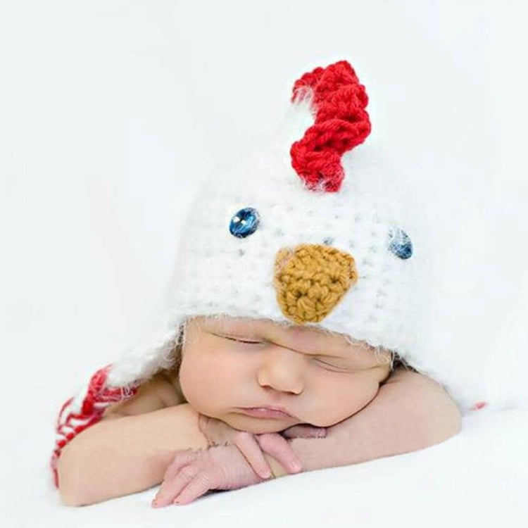 Gorro de lana tejido a mano con trenza para fotografía infantil de algodón con forma de pollito de dibujos animados