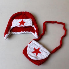 Baby Photography Outfit with Lei Feng Cap and Back Pocket for Infants 0-3 Months