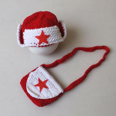 Baby Photography Outfit with Lei Feng Cap and Back Pocket for Infants 0-3 Months