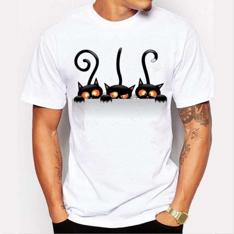 Men's Urban Leisure T-shirt with Three Cats Print