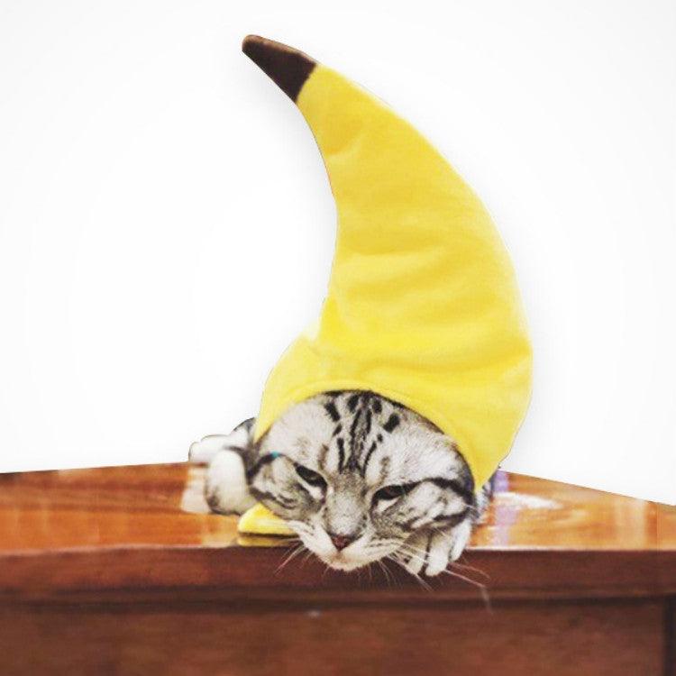 Whimsical Banana-Themed Festival Headgear for Cats