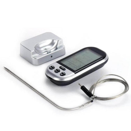 Digital Probe Oven Thermometer For Kitchen Cooking - stainless steel probe with wireless receiver and LCD monitor for oven, grill, smoker