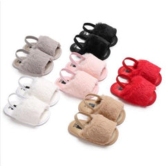 Cute Cotton Fabric Baby Girl Summer Sandals - Soft Sole Prewalker Crib Slippers