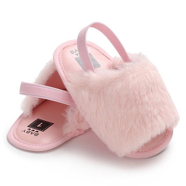 Cute Cotton Fabric Baby Girl Summer Sandals - Soft Sole Prewalker Crib Slippers