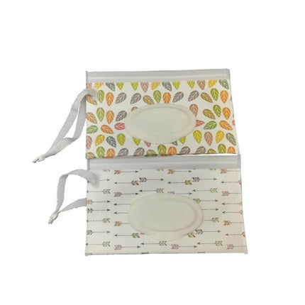 Portable Wet Wipe Pouch 22.3x13.5 cm Slim EVA Everyday Use - slim patterned EVA pouch with resealable lid and strap for travel and on-the-go wipes