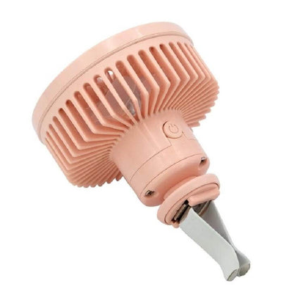 Car Vent Fan With USB LED Lamp For Personal Comfort - compact rose gold vent-mounted USB fan with LED, straight-blade clip, lightweight 6.7×8.9cm
