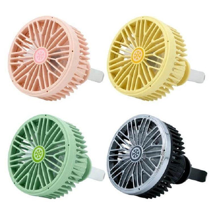 Car Vent Fan With USB LED Lamp For Personal Comfort compact vent-mounted USB fan in four colors (pink yellow green black) for targeted airflow and light