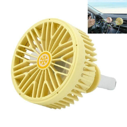 Car Vent Fan With USB LED Lamp For Personal Comfort compact yellow vent-mounted USB fan with built-in LED light for car airflow and cooling