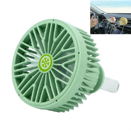 Car Vent Fan With USB LED Lamp For Personal Comfort - compact green vent-mounted USB fan with LED light for car airflow and close cooling