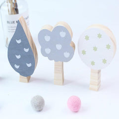 Charming Pine Wood Tree Ornaments Set for Children's Room Decor and Photography