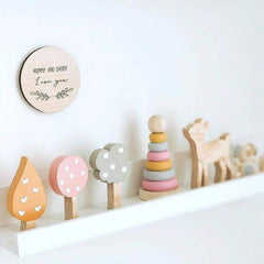 Charming Pine Wood Tree Ornaments Set for Children's Room Decor and Photography