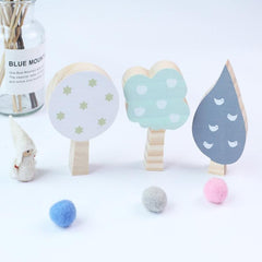 Charming Pine Wood Tree Ornaments Set for Children's Room Decor and Photography