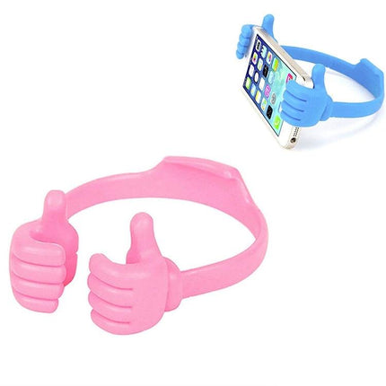 Multifunction Universal Phone and Tablet Holder Stand, 3 Pack - pink thumbs-up adjustable plastic stand for hands-free video, calls, and recipes