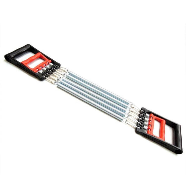 Dual Purpose Five Spring Chest Expander For Upper Body Work with five adjustable springs and plastic handles for chest, shoulder, and arm resistance training