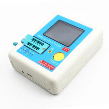 Handheld Multifunctional Tester for Electronic Components and Transistors - compact T7 device with display and socket for testing transistors, diodes, capacitors