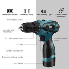 HILDA Mini Cordless Electric Drill and Screwdriver with Lithium Battery - Compact Power Tool, EU Plug