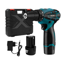 HILDA Mini Cordless Electric Drill and Screwdriver with Lithium Battery - Compact Power Tool, EU Plug 12V with Plastic Box